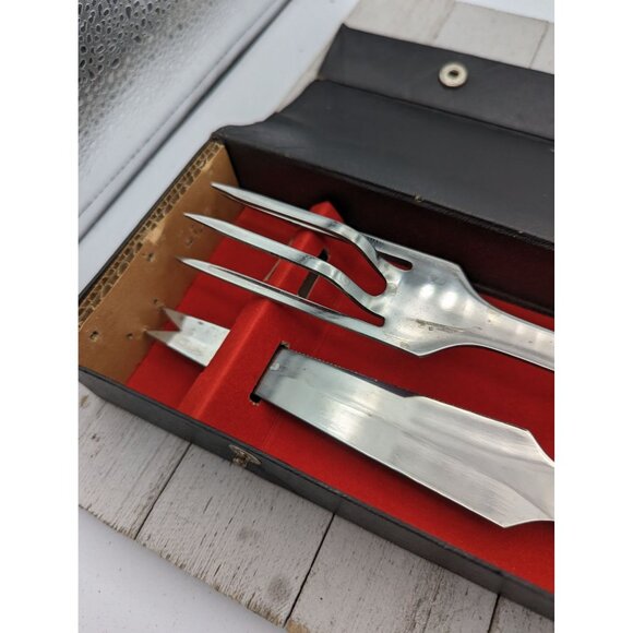 Vintage Warco Schwans Set of 2 Carving Knife Meat Fork Stainless Steel in Box - Picture 8 of 9
